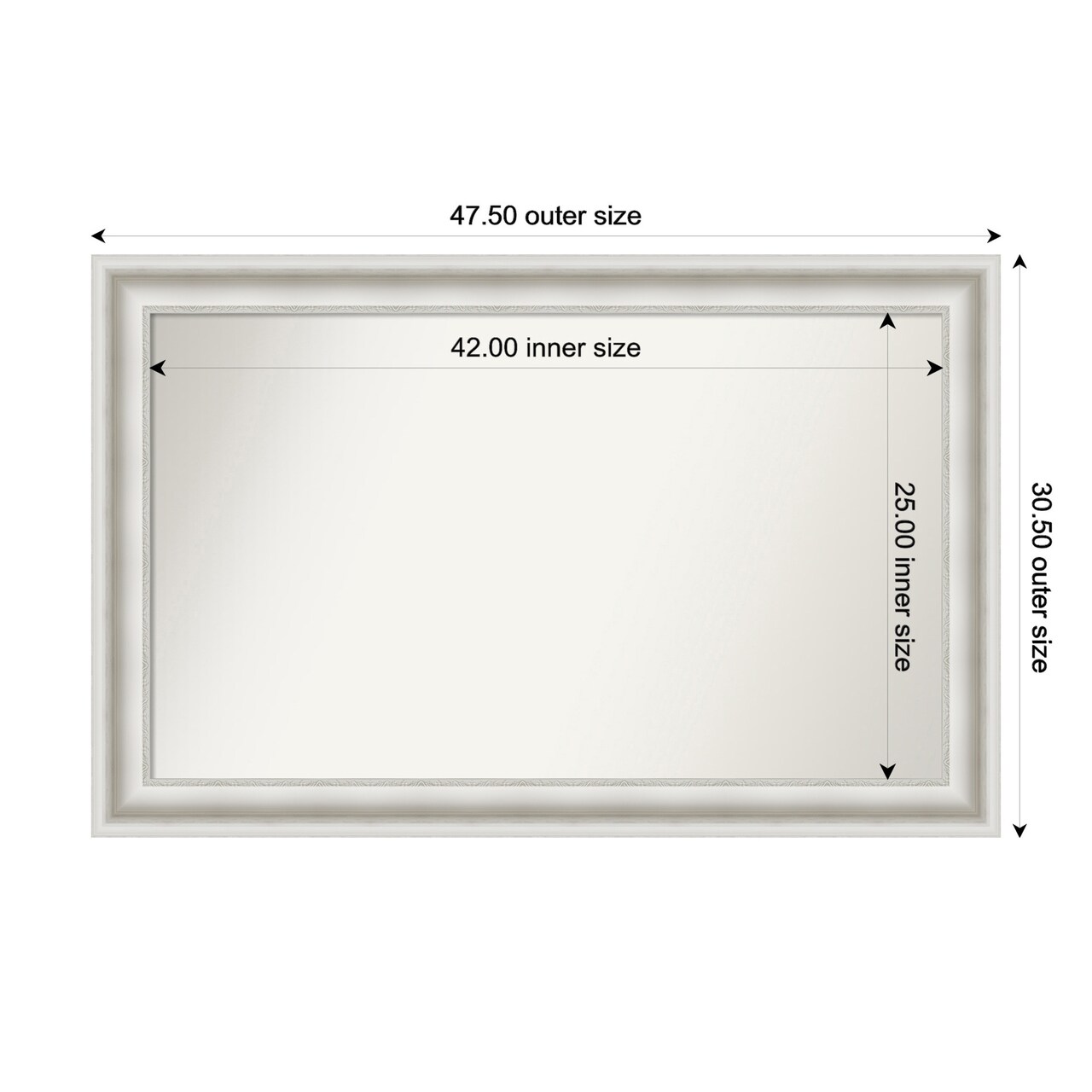 Parlor White Non-Beveled Custom Framed Bathroom Vanity Wall Mirror